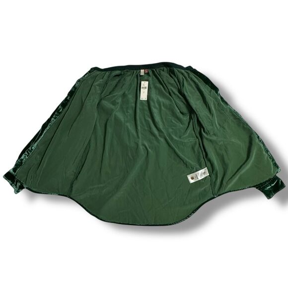 Anthropologie Pilcro Emerald Green Velvet Button Down Shirt Blouse Size Medium - Picture 3 of 8